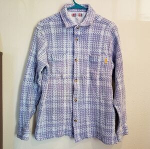 Urban Outfitters woven shacket shirt jacket blue purple houndstooth women's S